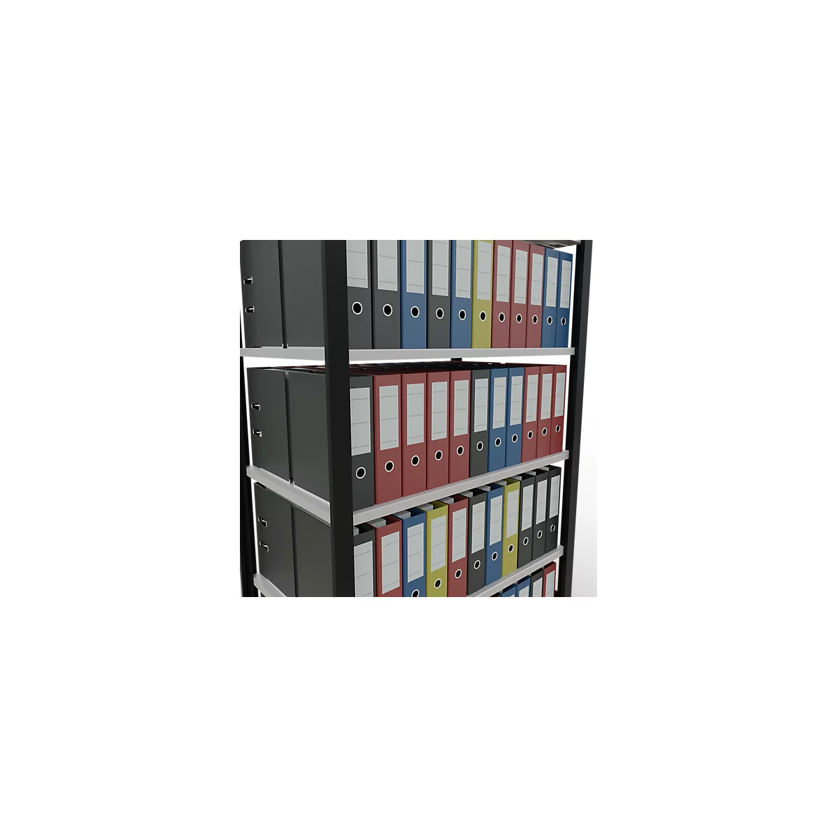 Schulte Lagertechnik Rayonnage de bureau emboîtable MultiPlus150, rayonnage de base, 6 tablettes, sans butée centrale, L 1000 x P 600 x H 2000 mm, noir/gris clair