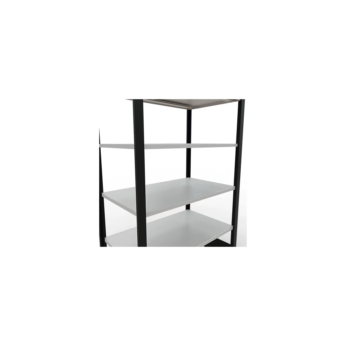 Schulte Lagertechnik Rayonnage de bureau emboîtable MultiPlus150, rayonnage de base, 6 tablettes, sans butée centrale, L 1000 x P 600 x H 2000 mm, noir/gris clair