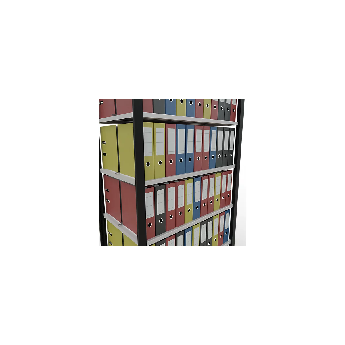 Schulte Lagertechnik Rayonnage de bureau emboîtable MultiPlus150, rayonnage de base, 7 tablettes, avec butée centrale, L 1000 x P 600 x H 2300 mm, noir/gris clair