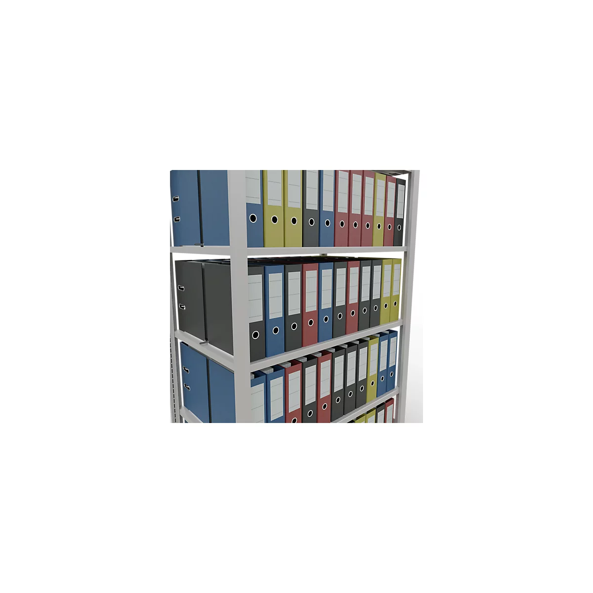 Schulte Lagertechnik Rayonnage de bureau modulaire MultiPlus150, rayonnage de base, 6 tablettes, avec butée centrale, L 1000 x P 600 x H 2000 mm, gris clair RAL 7035