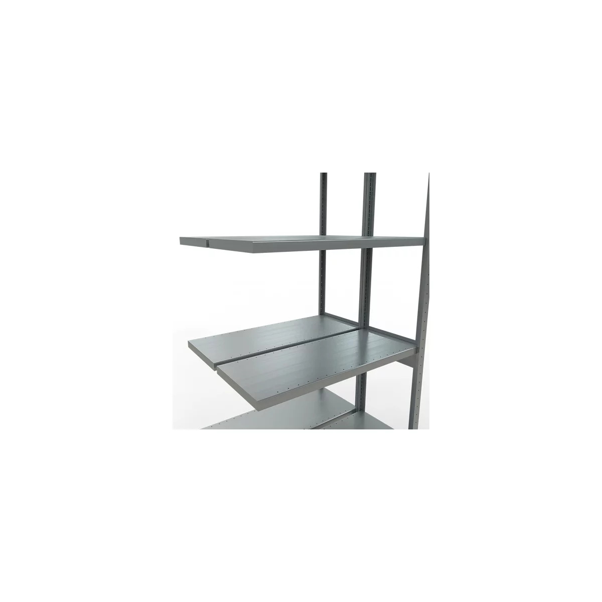 SCHULTE Lagertechnik Rayonnage double emboîtable, MULTIPlus250, 3000x1000x(2x400) mm, 14 tablettes, galvanisé