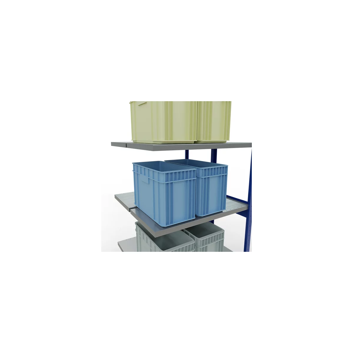 SCHULTE Lagertechnik Rayonnage double emboîtable, MULTIPlus250, 3000x1000x(2x500) mm, 14 tablettes, galvanisé