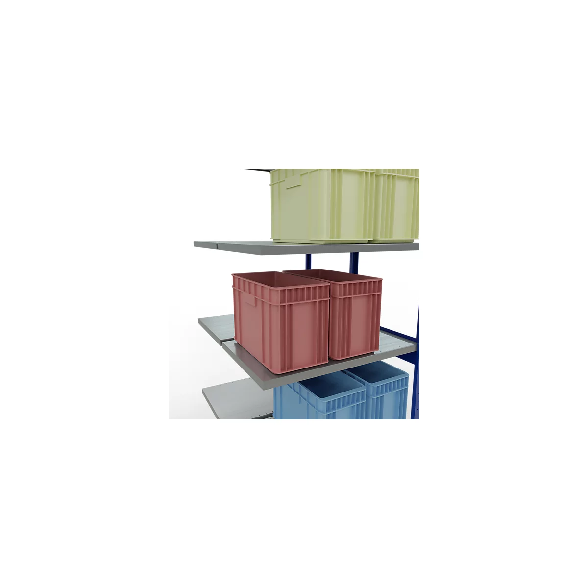 SCHULTE Lagertechnik Rayonnage double emboîtable, MULTIPlus250, 3000x1000x(2x600) mm, 14 tablettes, galvanisé