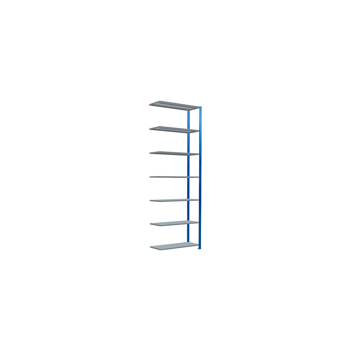 Schulte Lagertechnik rekkensysteem MultiPlus250, aanbouwvak, 7 legborden, dwarsverbindingen, B 1000 x D 400 x H 3000 mm, gentiaanblauw RAL 5010