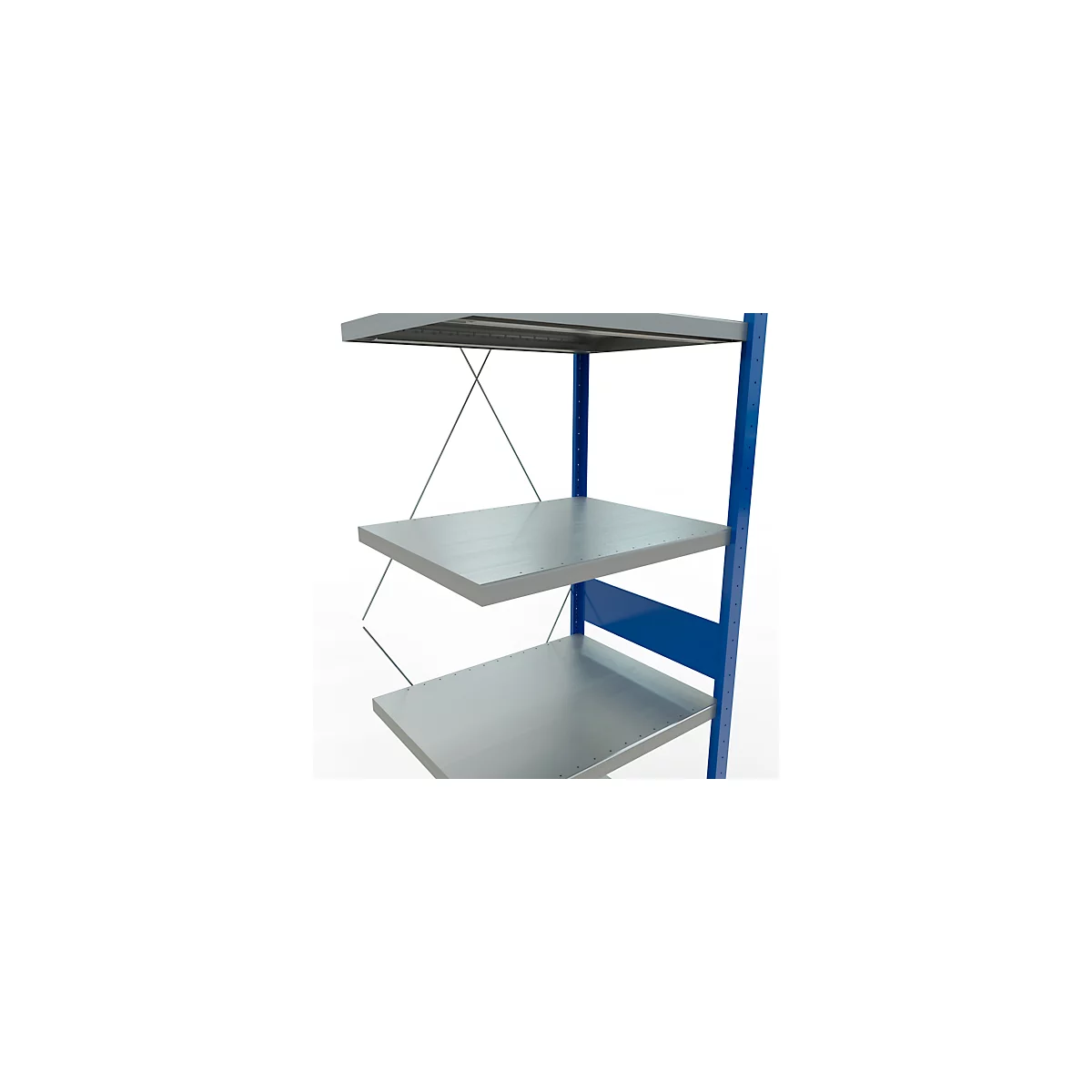 Schulte Lagertechnik Schroefloos rekkensysteem MultiPlus250, 7 legborden, dwarsverbindingen, B 750 x D 600 x H 3000 mm, gentiaanblauw RAL 5010