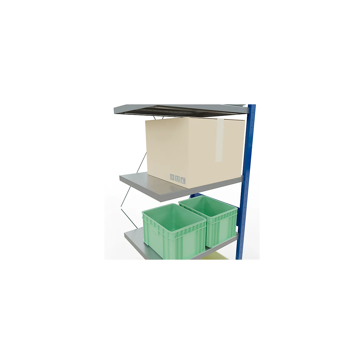 Schulte Lagertechnik Schroefloos rekkensysteem MultiPlus250, 7 legborden, dwarsverbindingen, B 750 x D 600 x H 3000 mm, gentiaanblauw RAL 5010