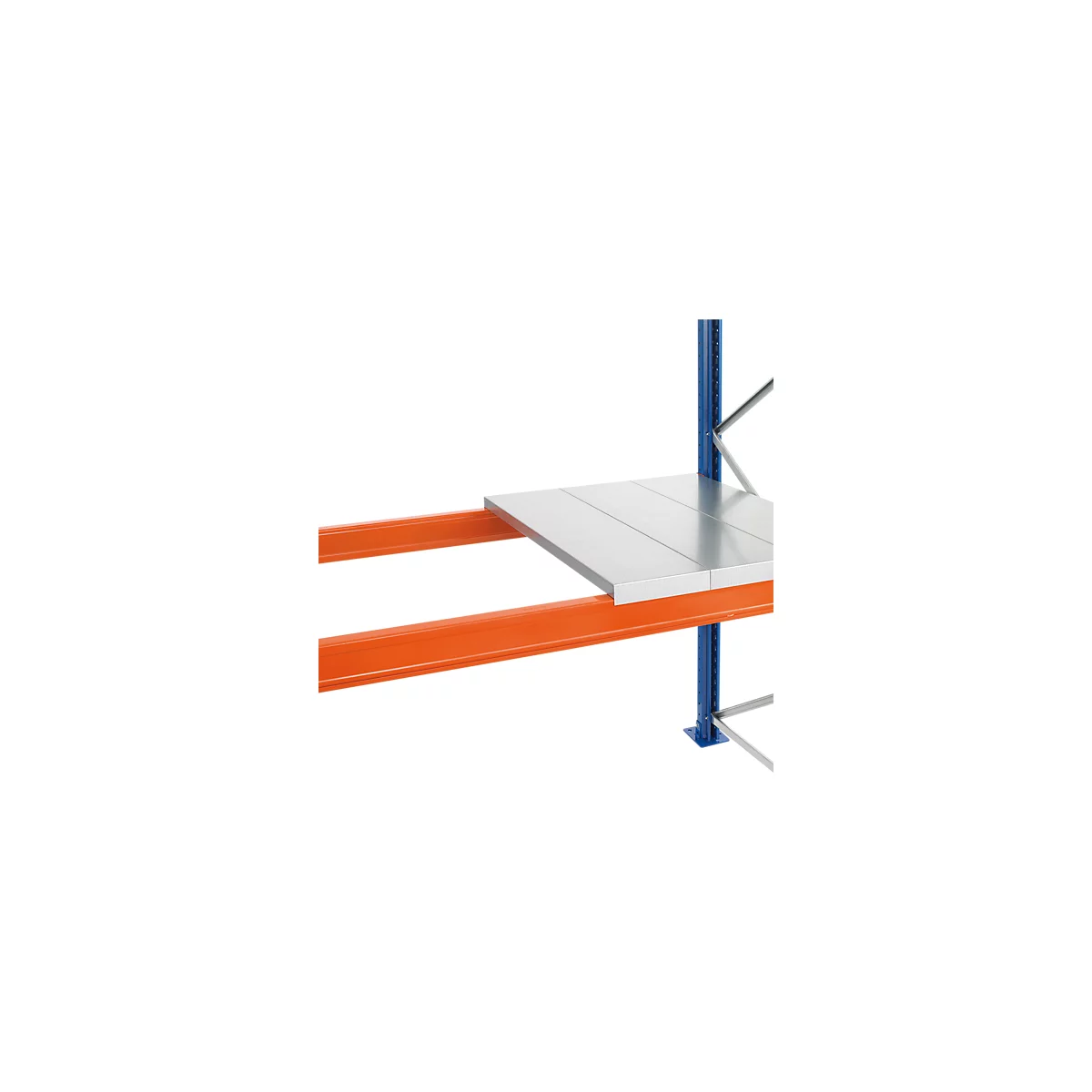 Schulte Lagertechnik stalen paneelniveau voor palletstellingen, dikte 1,25 mm, B 1350 x D 800 mm, opbouw, verzinkt