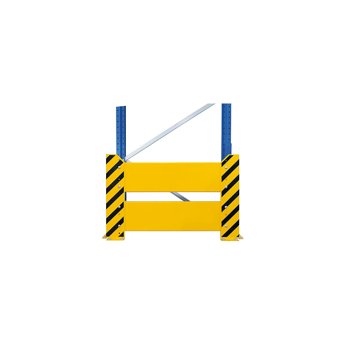 Schulte Lagertechnik stootbeschermingspaneel voor dubbele palletstelling, H 800 mm, voor stellingdiepte 1100 + 200 + 1100 mm, geel/zwart