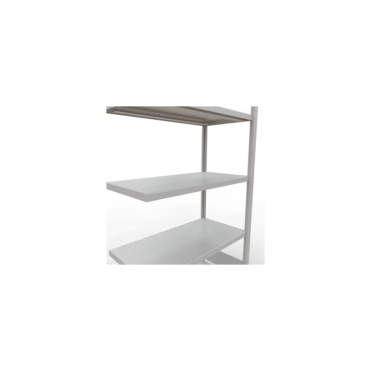 Schulte Lagertechnik Système de rayonnage à tablettes emboîtable MULTIplus 250, rayonnage annexe, verrou de longueur, 2000x1000x500 mm, 5 tablettes, gris clair