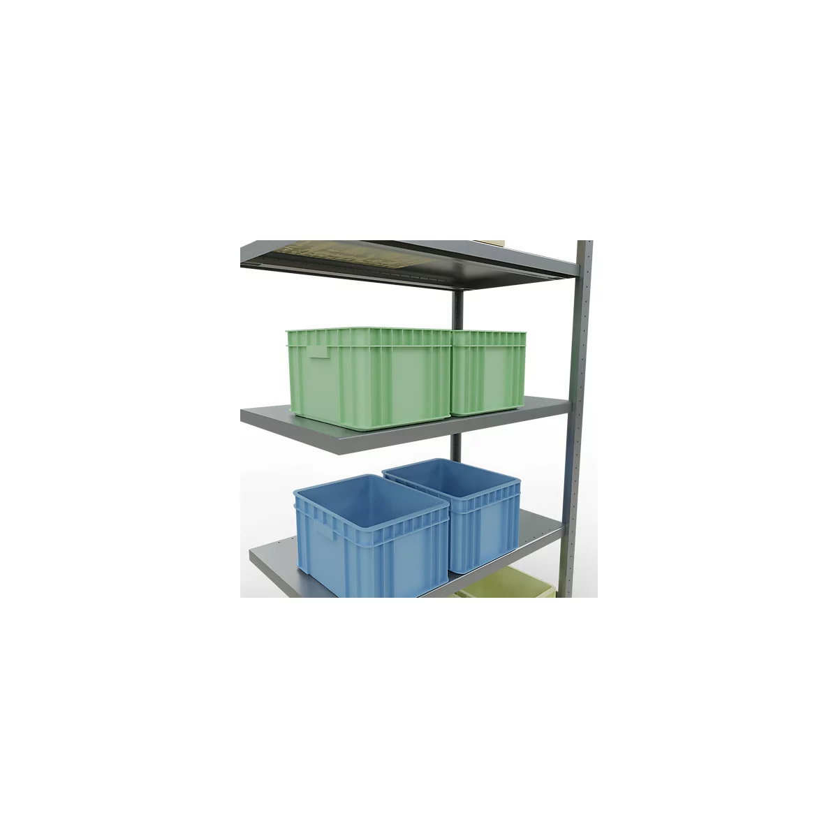 Schulte Lagertechnik Système de rayonnage à tablettes emboîtable MULTIplus 250, rayonnage annexe, verrou de longueur, 2000x1000x600 mm, 5 tablettes, galvanisé