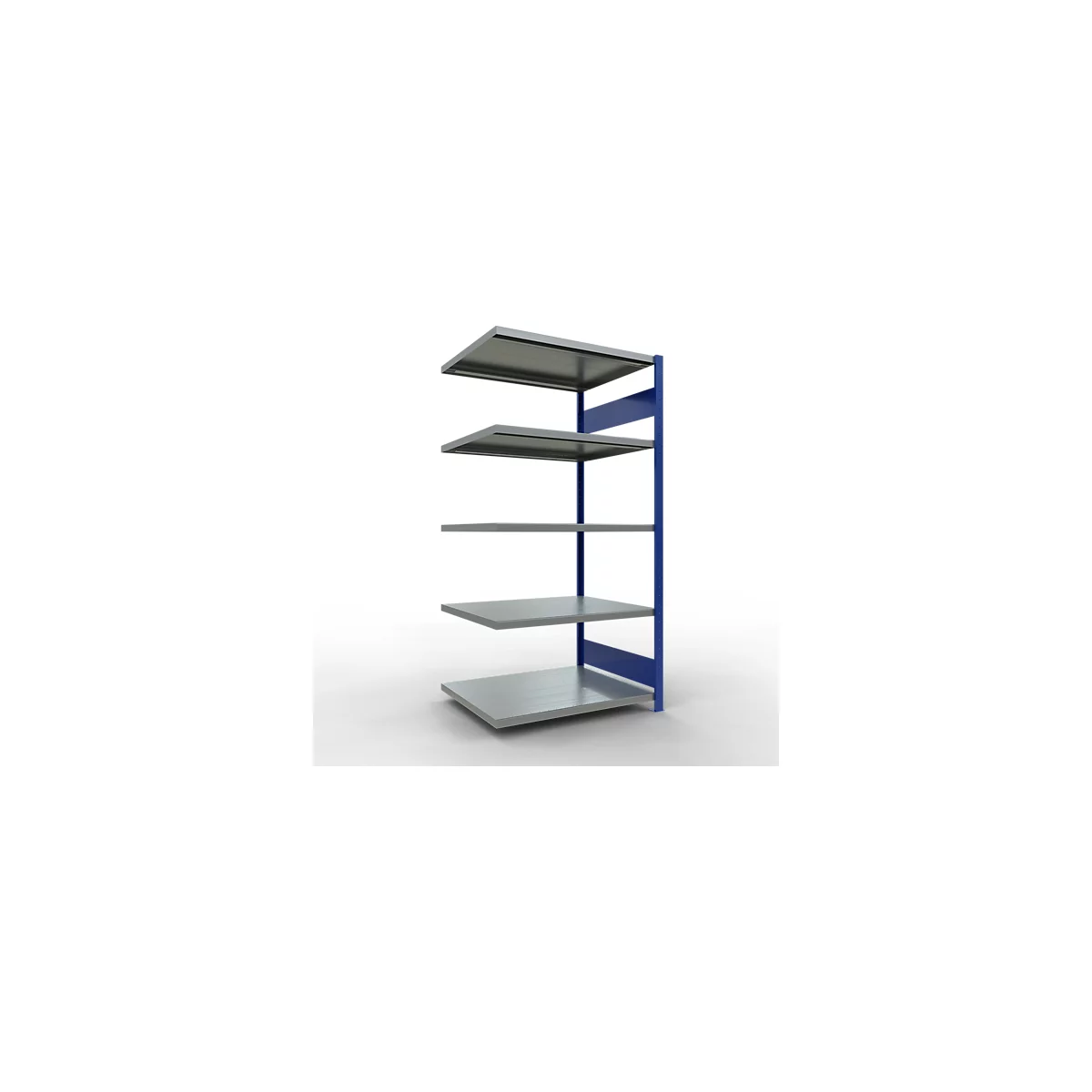 Schulte Lagertechnik Système de rayonnage à tablettes emboîtable MULTIplus 250, rayonnage annexe, verrou de longueur, 2000x1000x800 mm, 5 tablettes, bleu gentiane/galvanisé