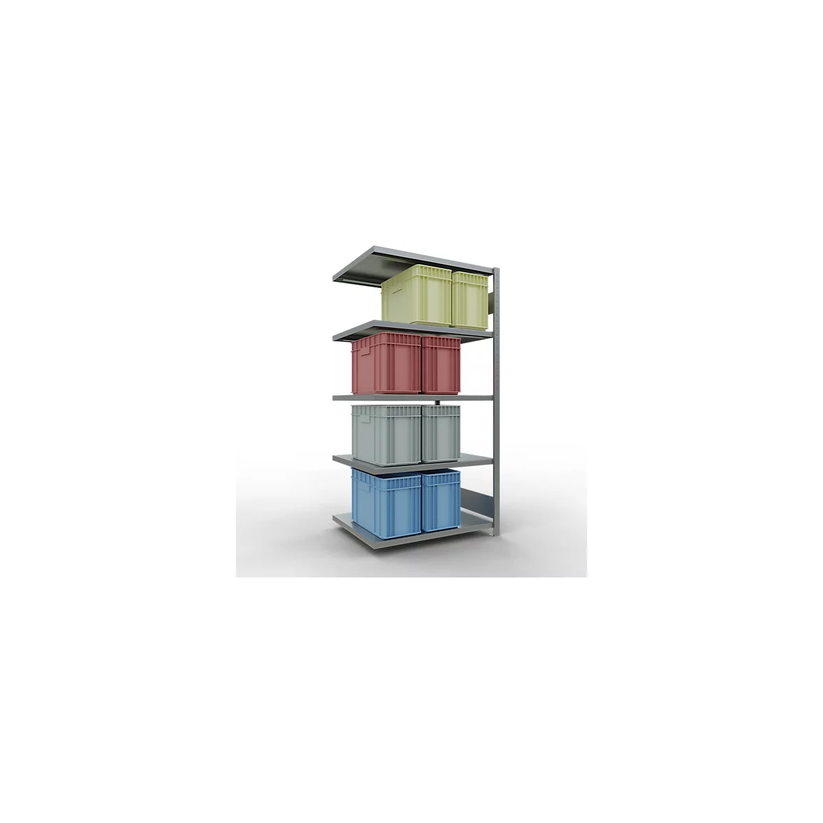 Schulte Lagertechnik Système de rayonnage à tablettes emboîtable MULTIplus 250, rayonnage annexe, verrou de longueur, 2000x1000x800 mm, 5 tablettes, galvanisé