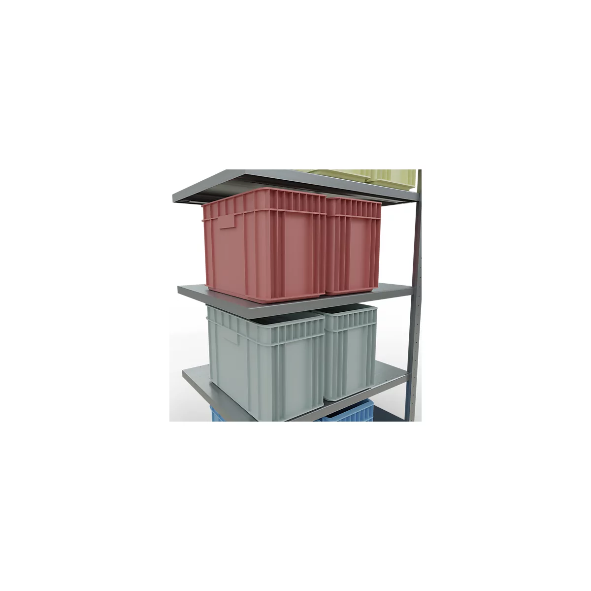 Schulte Lagertechnik Système de rayonnage à tablettes emboîtable MULTIplus 250, rayonnage annexe, verrou de longueur, 2000x1000x800 mm, 5 tablettes, galvanisé