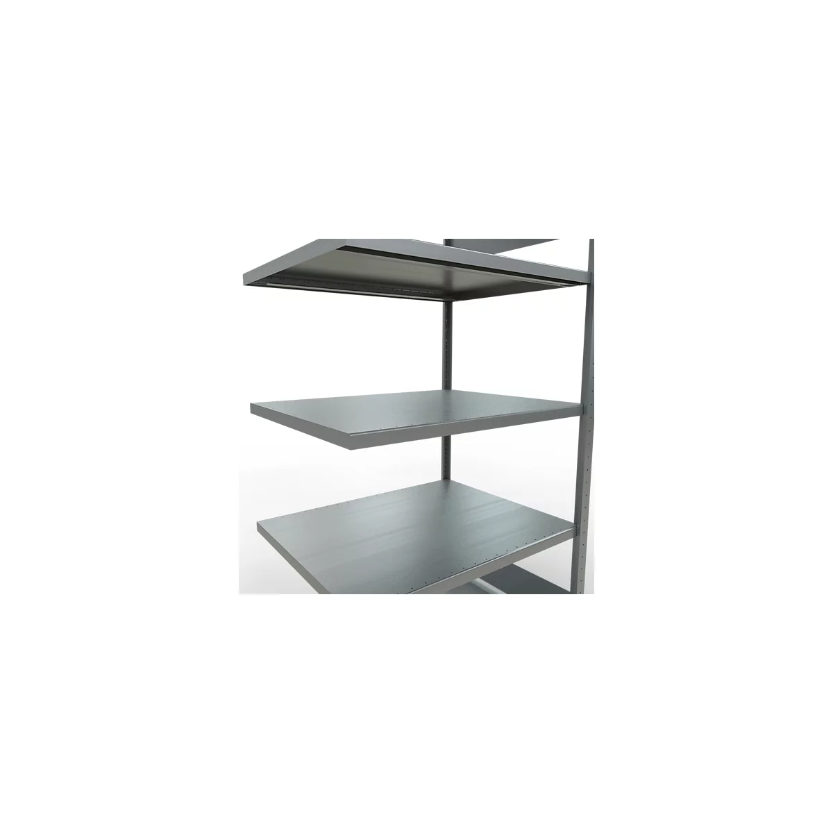 Schulte Lagertechnik Système de rayonnage à tablettes emboîtable MULTIplus 250, rayonnage annexe, verrou de longueur, 2000x1000x800 mm, 5 tablettes, galvanisé