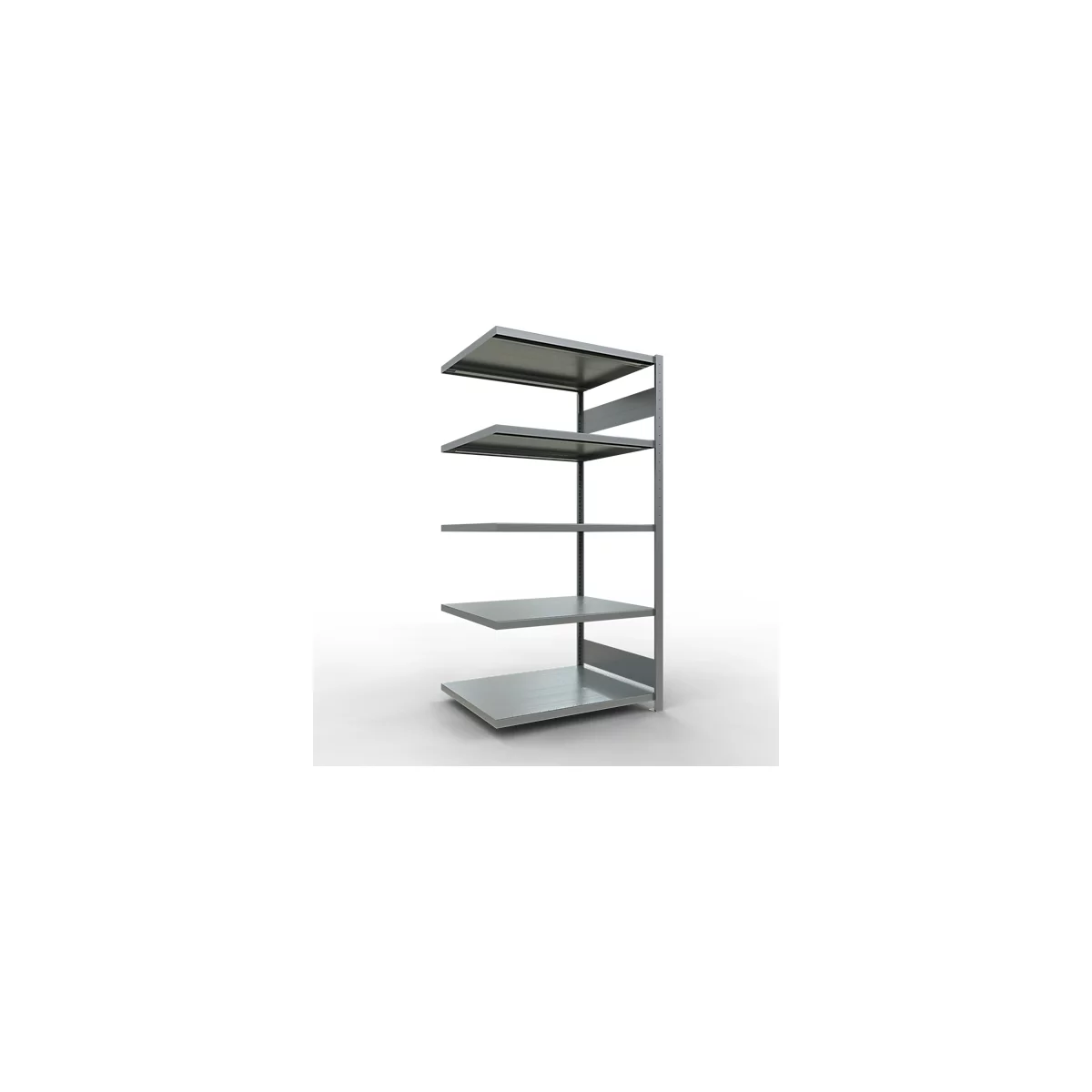 Schulte Lagertechnik Système de rayonnage à tablettes emboîtable MULTIplus 250, rayonnage annexe, verrou de longueur, 2000x1000x800 mm, 5 tablettes, galvanisé