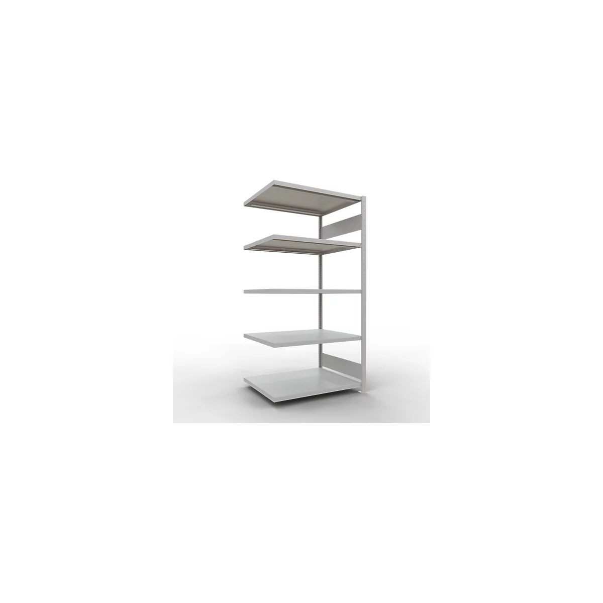 Schulte Lagertechnik Système de rayonnage à tablettes emboîtable MULTIplus 250, rayonnage annexe, verrou de longueur, 2000x1000x800 mm, 5 tablettes, gris clair