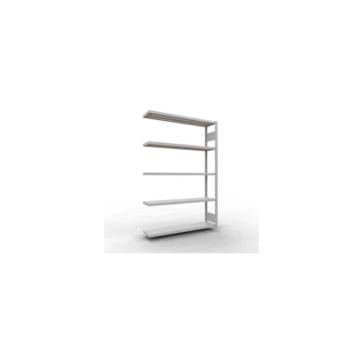 Schulte Lagertechnik Système de rayonnage à tablettes emboîtable MULTIplus 250, rayonnage annexe, verrou de longueur, 2000x1300x300 mm, 5 tablettes, gris clair