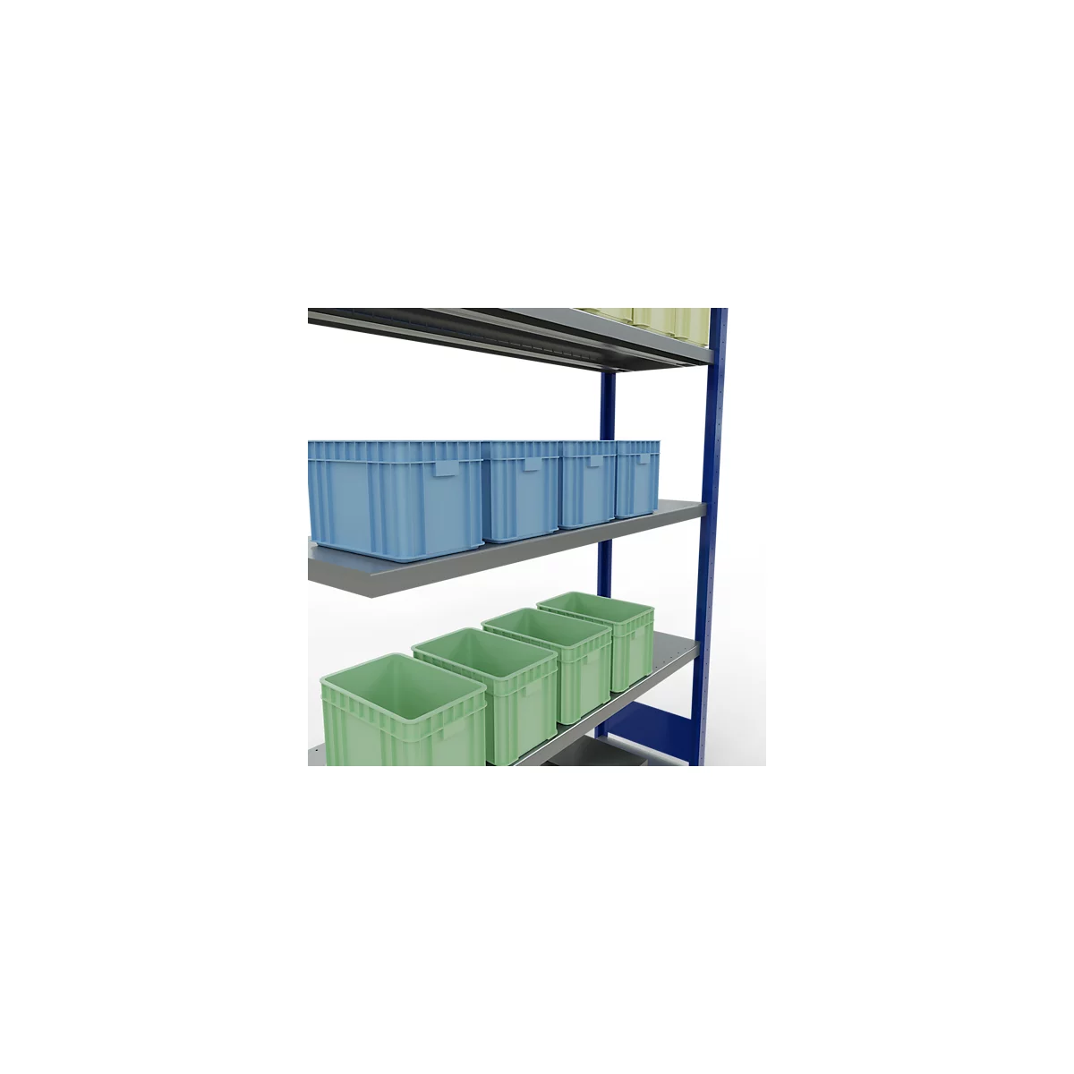 Schulte Lagertechnik Système de rayonnage à tablettes emboîtable MULTIplus 250, rayonnage annexe, verrou de longueur, 2000x1300x400 mm, 5 tablettes, gris clair