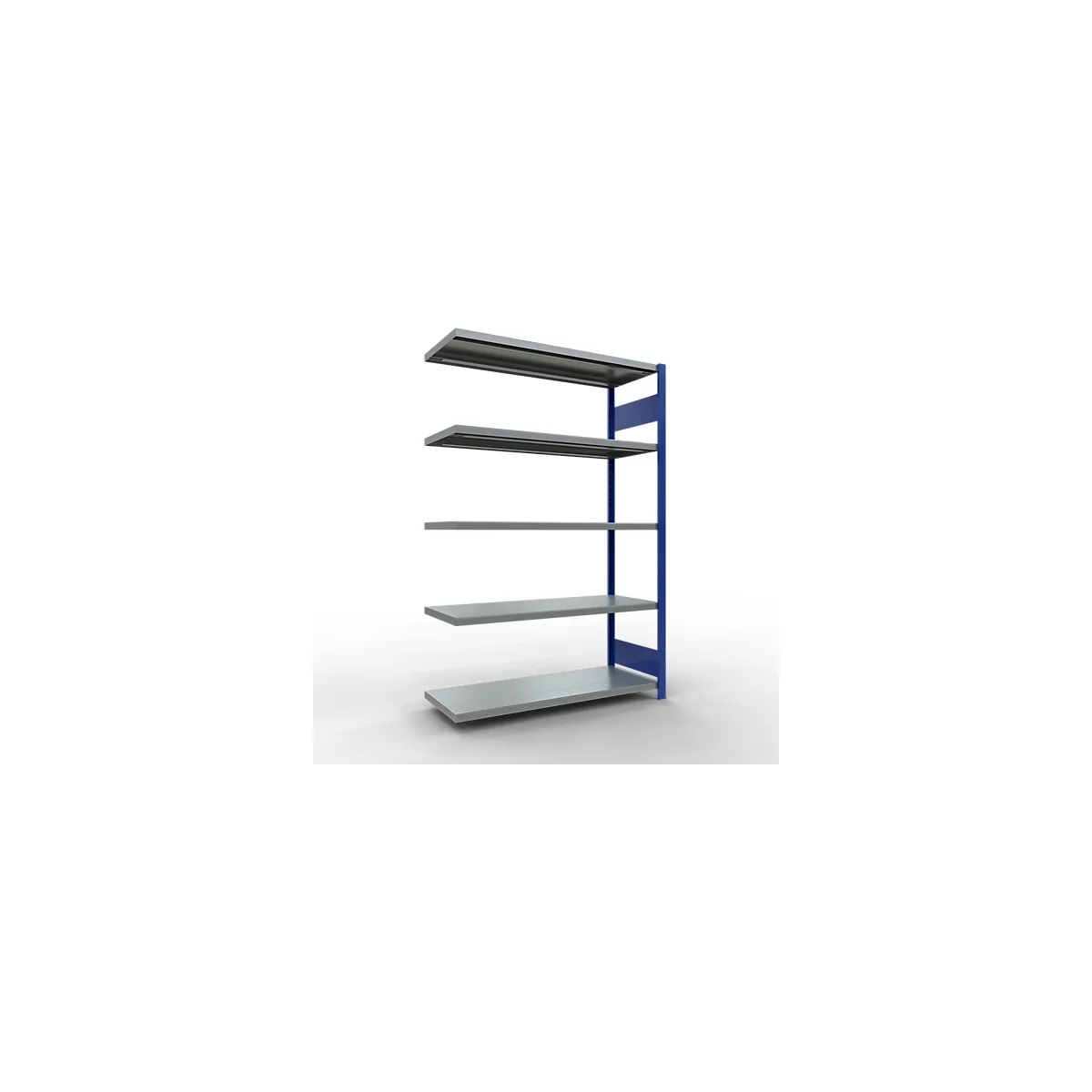 Schulte Lagertechnik Système de rayonnage à tablettes emboîtable MULTIplus 250, rayonnage annexe, verrou de longueur, 2000x1300x500 mm, 5 tablettes, gris clair