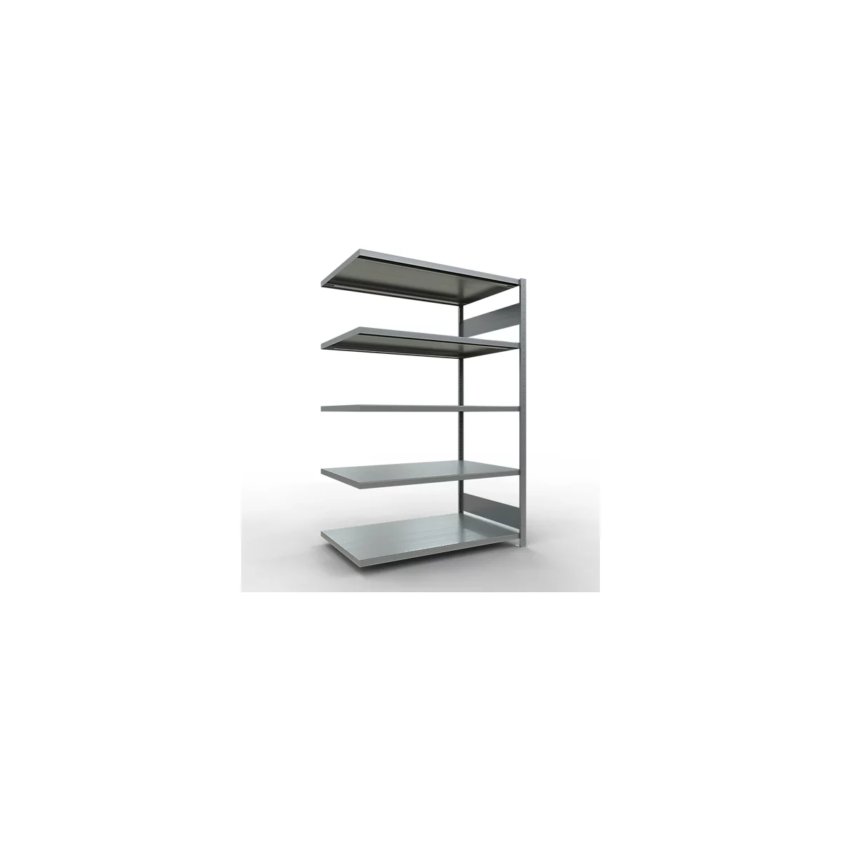 Schulte Lagertechnik Système de rayonnage à tablettes emboîtable MULTIplus 250, rayonnage annexe, verrou de longueur, 2000x1300x800 mm, 5 tablettes, galvanisé