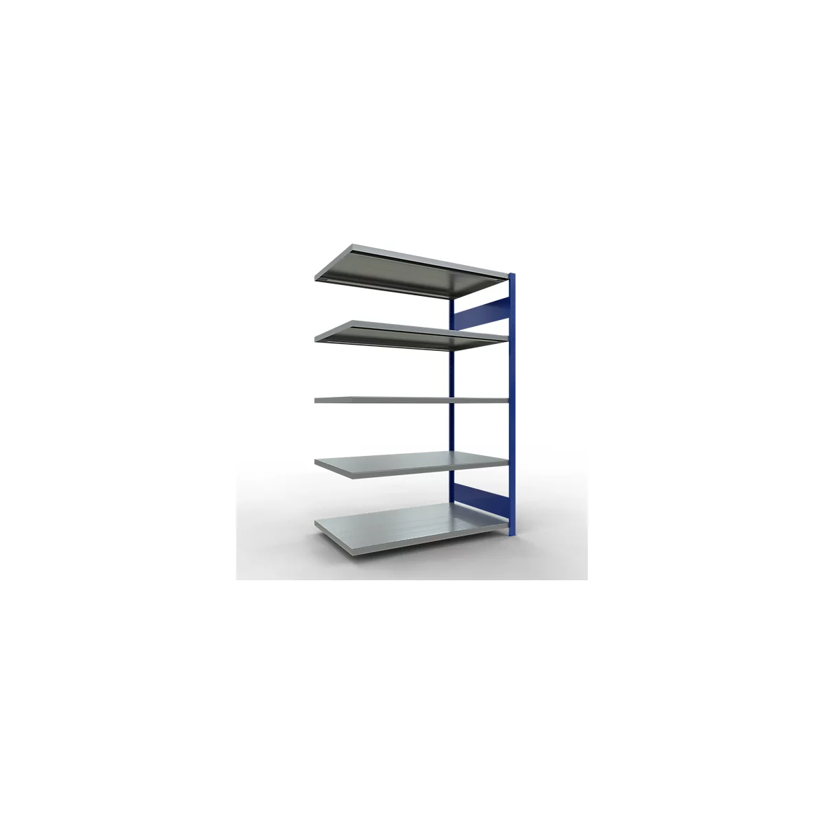Schulte Lagertechnik Système de rayonnage à tablettes emboîtable MULTIplus 250, rayonnage annexe, verrou de longueur, 2000x1300x800 mm, 5 tablettes, gris clair