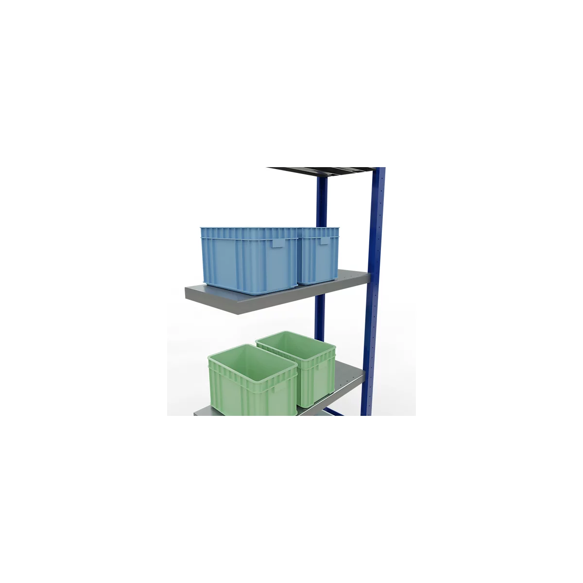 Schulte Lagertechnik Système de rayonnage à tablettes emboîtable MULTIplus 250, rayonnage annexe, verrou de longueur, 2000x750x300 mm, 5 tablettes, bleu gentiane/galvanisé