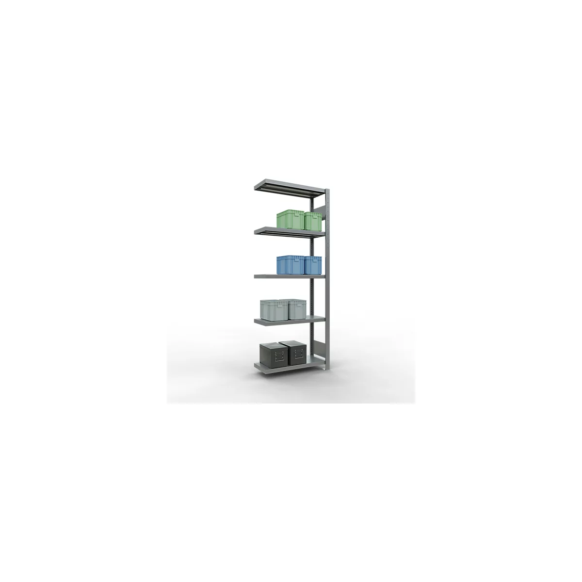 Schulte Lagertechnik Système de rayonnage à tablettes emboîtable MULTIplus 250, rayonnage annexe, verrou de longueur, 2000x750x300 mm, 5 tablettes, galvanisé