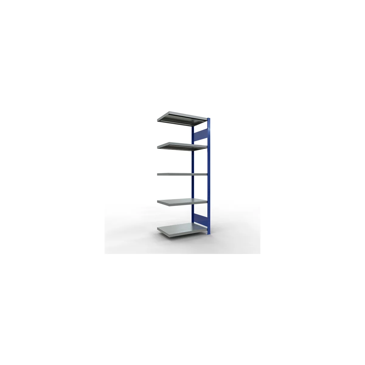 Schulte Lagertechnik Système de rayonnage à tablettes emboîtable MULTIplus 250, rayonnage annexe, verrou de longueur, 2000x750x500 mm, 5 tablettes, bleu gentiane/galvanisé