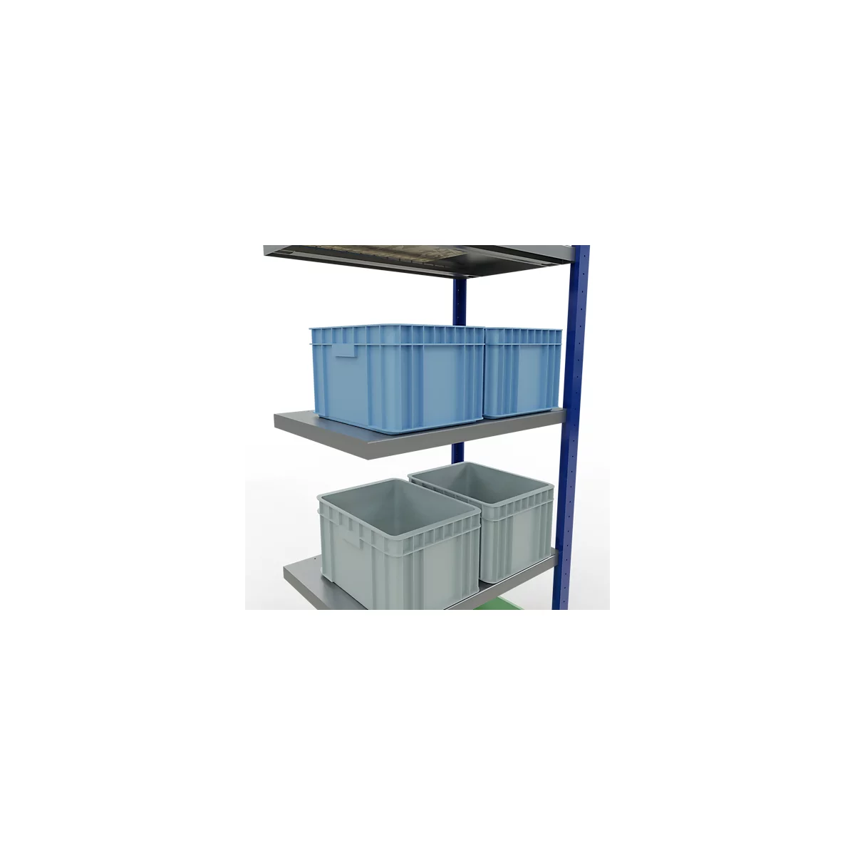 Schulte Lagertechnik Système de rayonnage à tablettes emboîtable MULTIplus 250, rayonnage annexe, verrou de longueur, 2000x750x500 mm, 5 tablettes, bleu gentiane/galvanisé