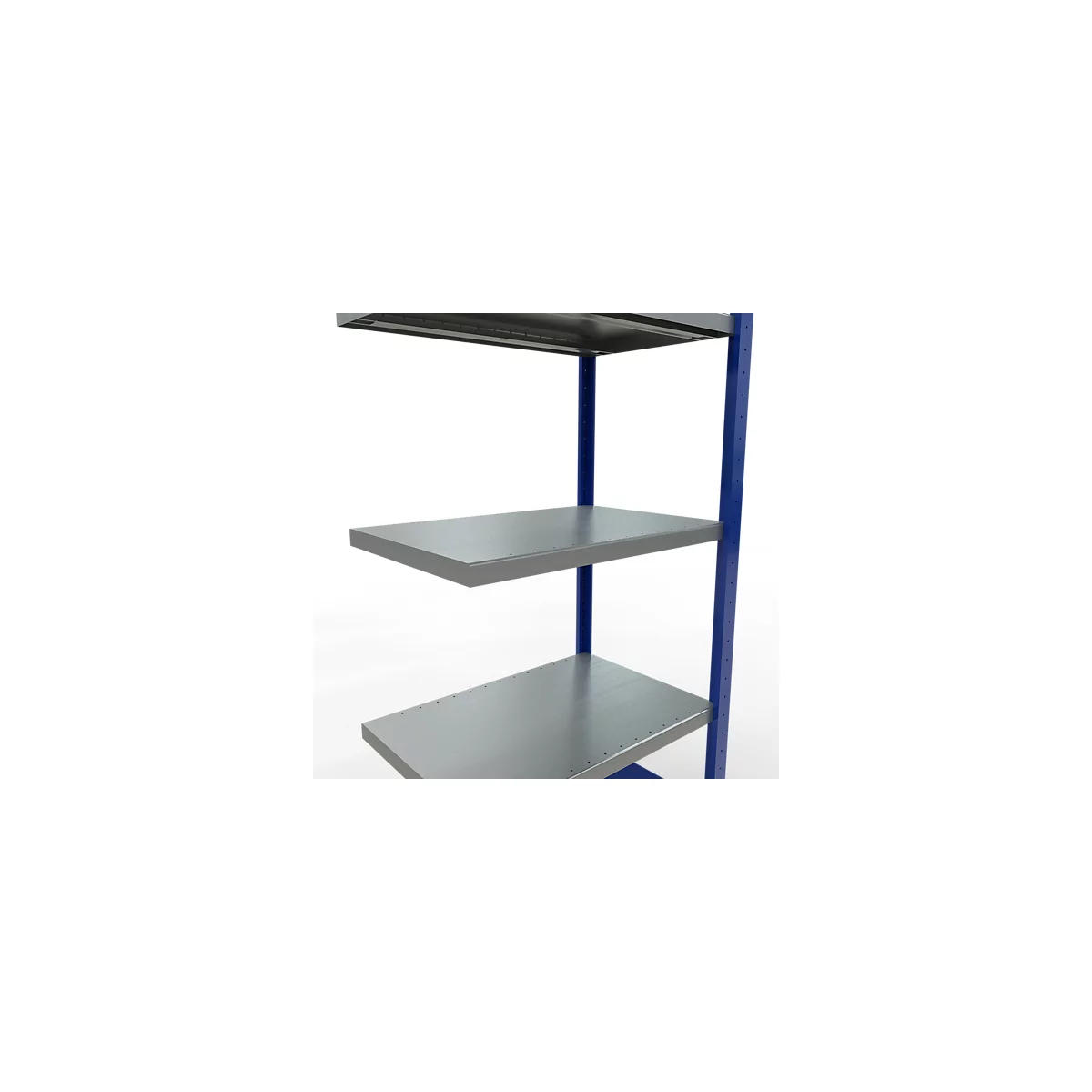 Schulte Lagertechnik Système de rayonnage à tablettes emboîtable MULTIplus 250, rayonnage annexe, verrou de longueur, 2000x750x500 mm, 5 tablettes, bleu gentiane/galvanisé