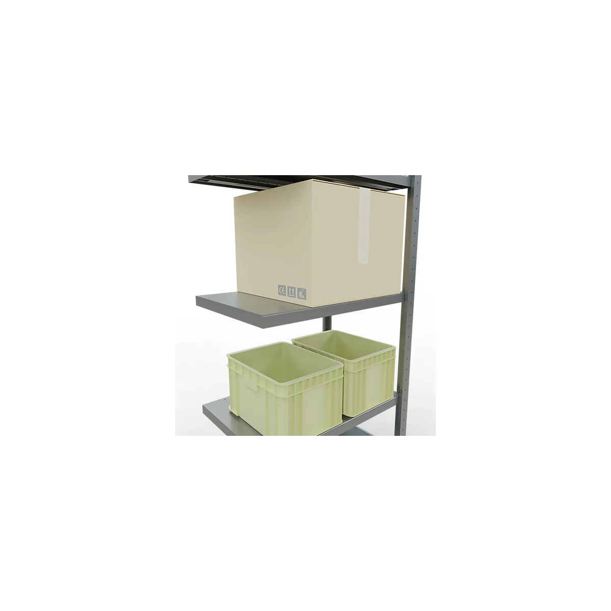 Schulte Lagertechnik Système de rayonnage à tablettes emboîtable MULTIplus 250, rayonnage annexe, verrou de longueur, 2000x750x500 mm, 5 tablettes, galvanisé