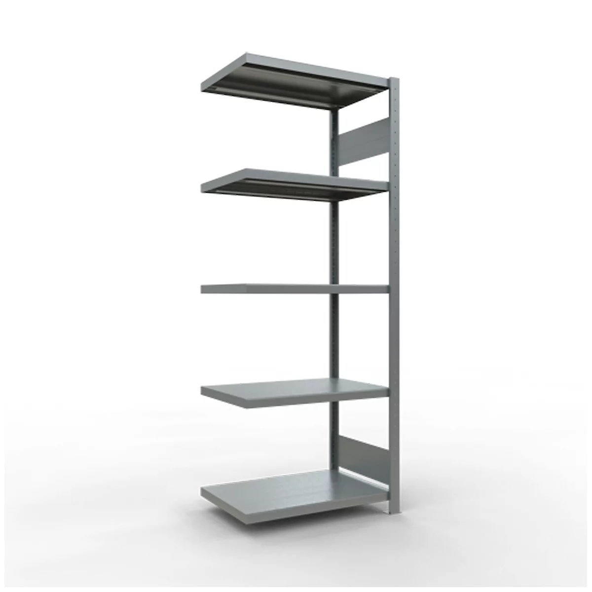 Schulte Lagertechnik Système de rayonnage à tablettes emboîtable MULTIplus 250, rayonnage annexe, verrou de longueur, 2000x750x600 mm, 5 tablettes, galvanisé