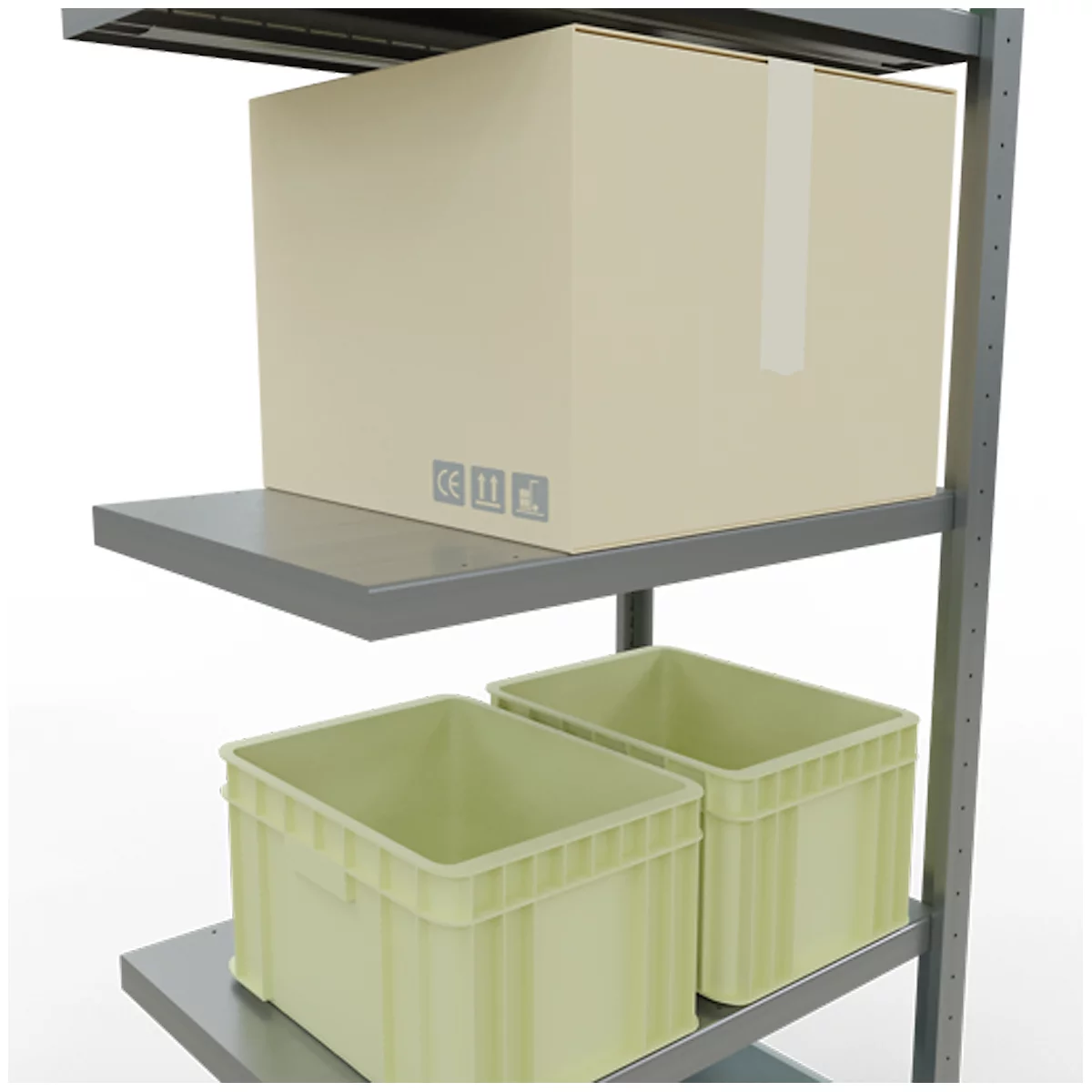 Schulte Lagertechnik Système de rayonnage à tablettes emboîtable MULTIplus 250, rayonnage annexe, verrou de longueur, 2000x750x600 mm, 5 tablettes, galvanisé