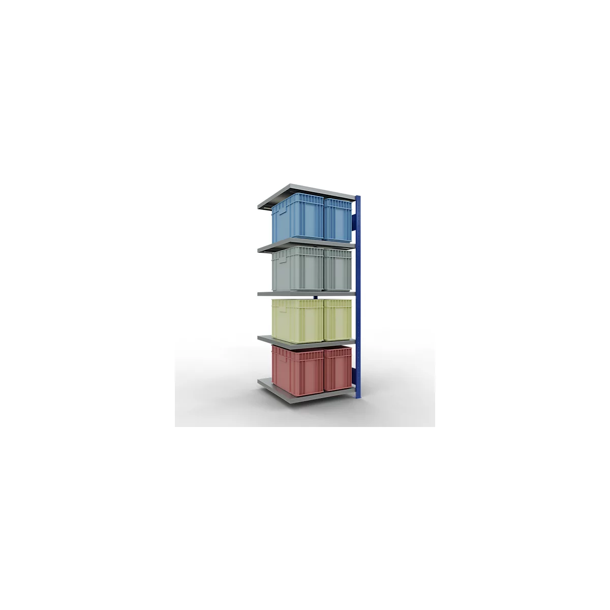 Schulte Lagertechnik Système de rayonnage à tablettes emboîtable MULTIplus 250, rayonnage annexe, verrou de longueur, 2000x750x800 mm, 5 tablettes, bleu gentiane/galvanisé