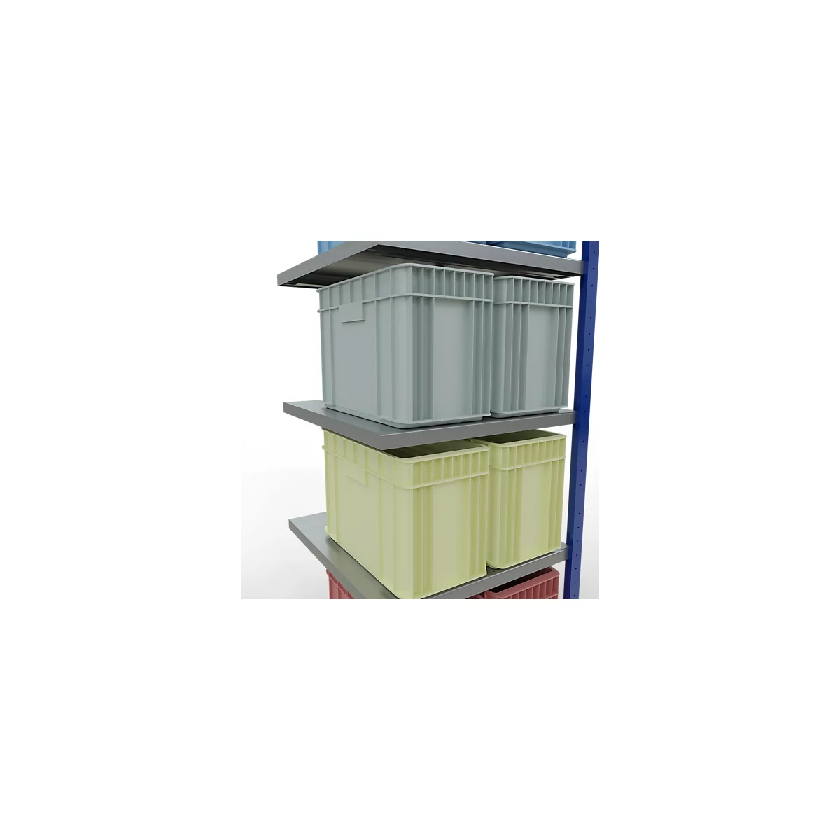 Schulte Lagertechnik Système de rayonnage à tablettes emboîtable MULTIplus 250, rayonnage annexe, verrou de longueur, 2000x750x800 mm, 5 tablettes, bleu gentiane/galvanisé