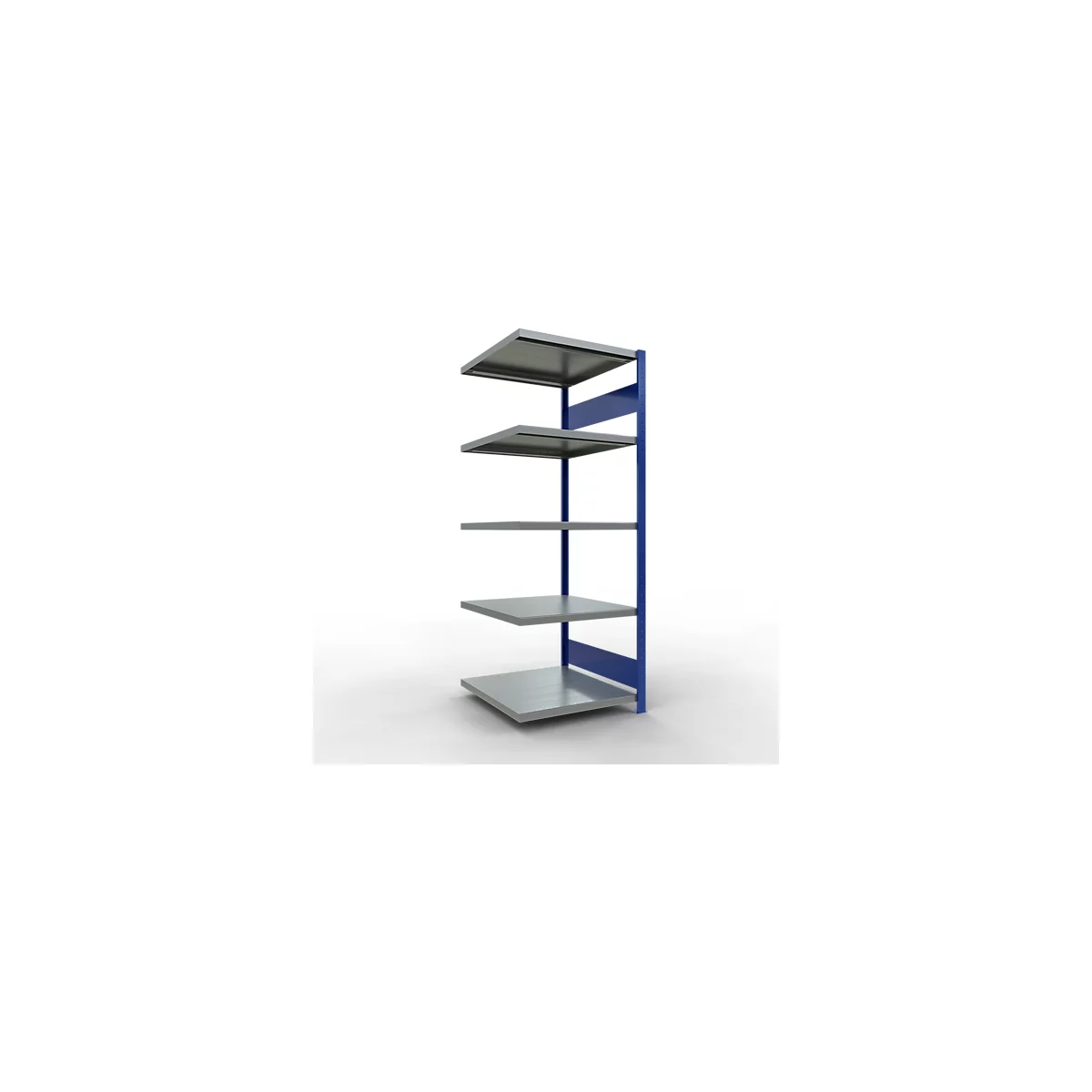 Schulte Lagertechnik Système de rayonnage à tablettes emboîtable MULTIplus 250, rayonnage annexe, verrou de longueur, 2000x750x800 mm, 5 tablettes, bleu gentiane/galvanisé