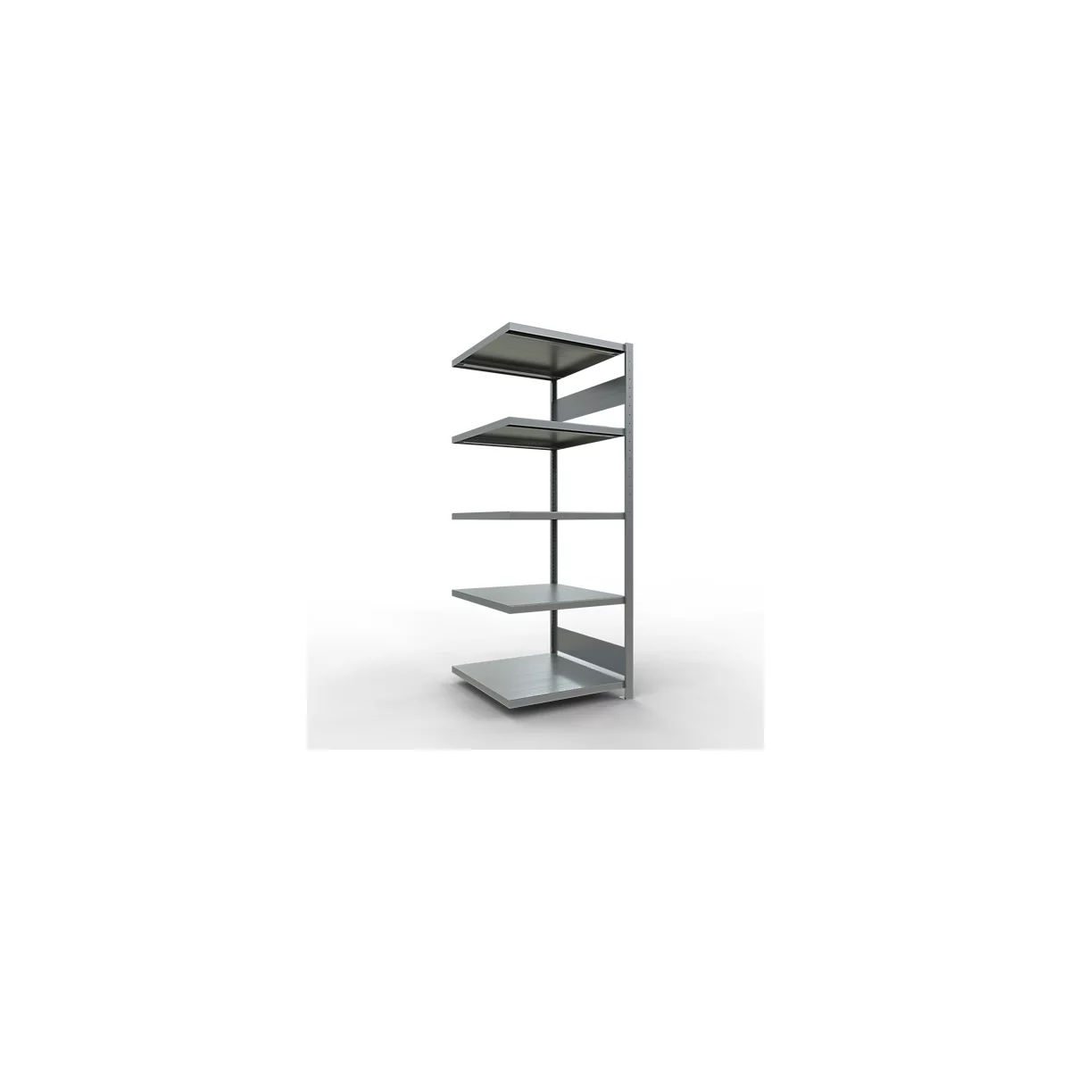 Schulte Lagertechnik Système de rayonnage à tablettes emboîtable MULTIplus 250, rayonnage annexe, verrou de longueur, 2000x750x800 mm, 5 tablettes, galvanisé