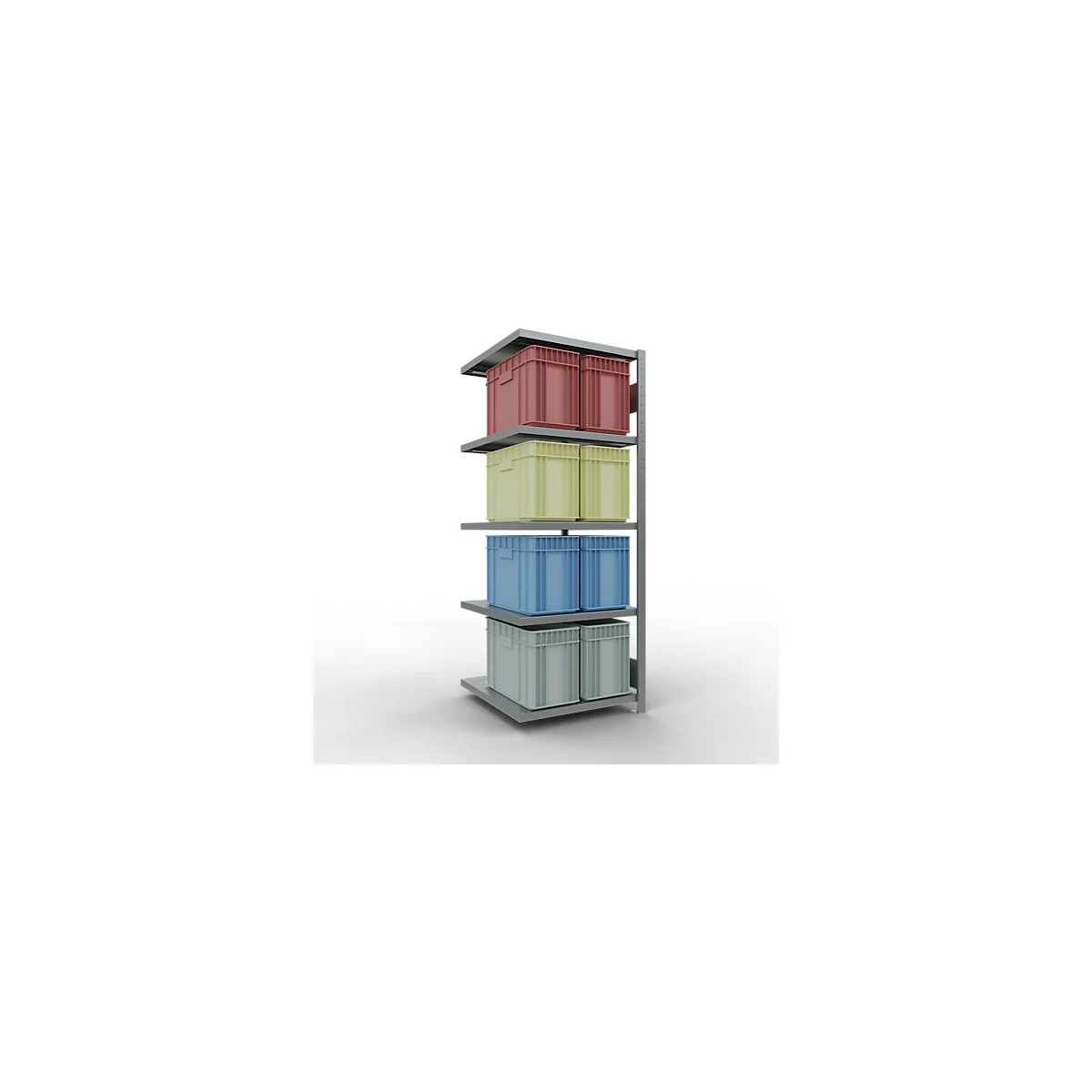 Schulte Lagertechnik Système de rayonnage à tablettes emboîtable MULTIplus 250, rayonnage annexe, verrou de longueur, 2000x750x800 mm, 5 tablettes, galvanisé