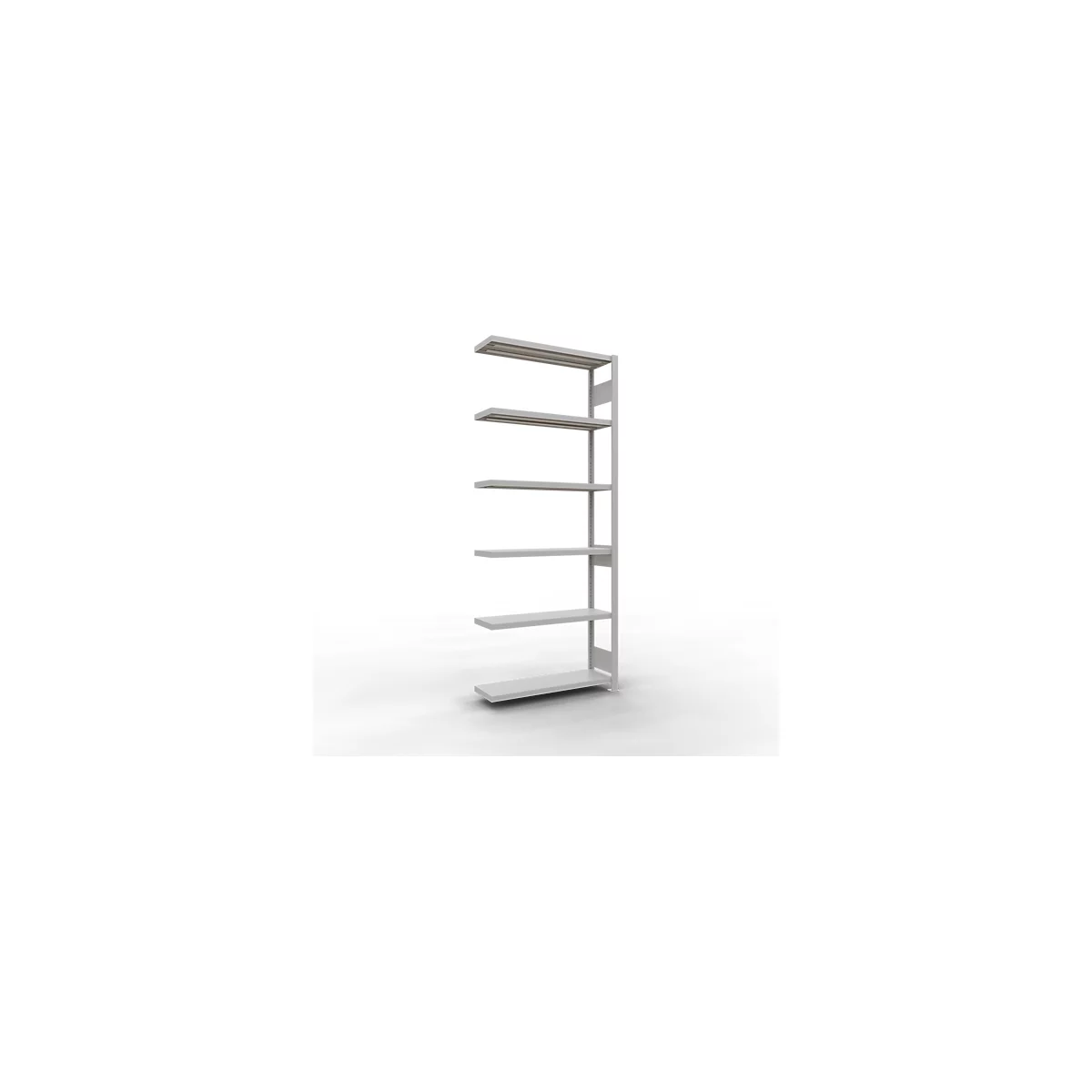 Schulte Lagertechnik Système de rayonnage à tablettes emboîtable MULTIplus 250, rayonnage annexe, verrou de longueur, 2500x1000x300 mm, 6 tablettes, gris clair