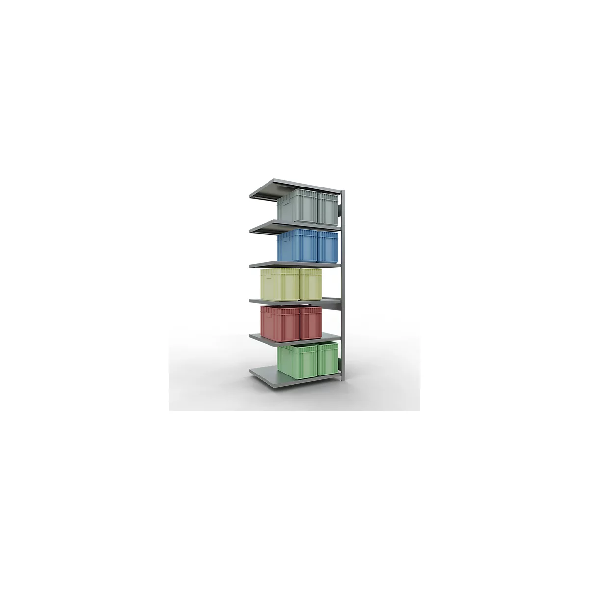 Schulte Lagertechnik Système de rayonnage à tablettes emboîtable MULTIplus 250, rayonnage annexe, verrou de longueur, 2500x1000x800 mm, 6 tablettes, galvanisé
