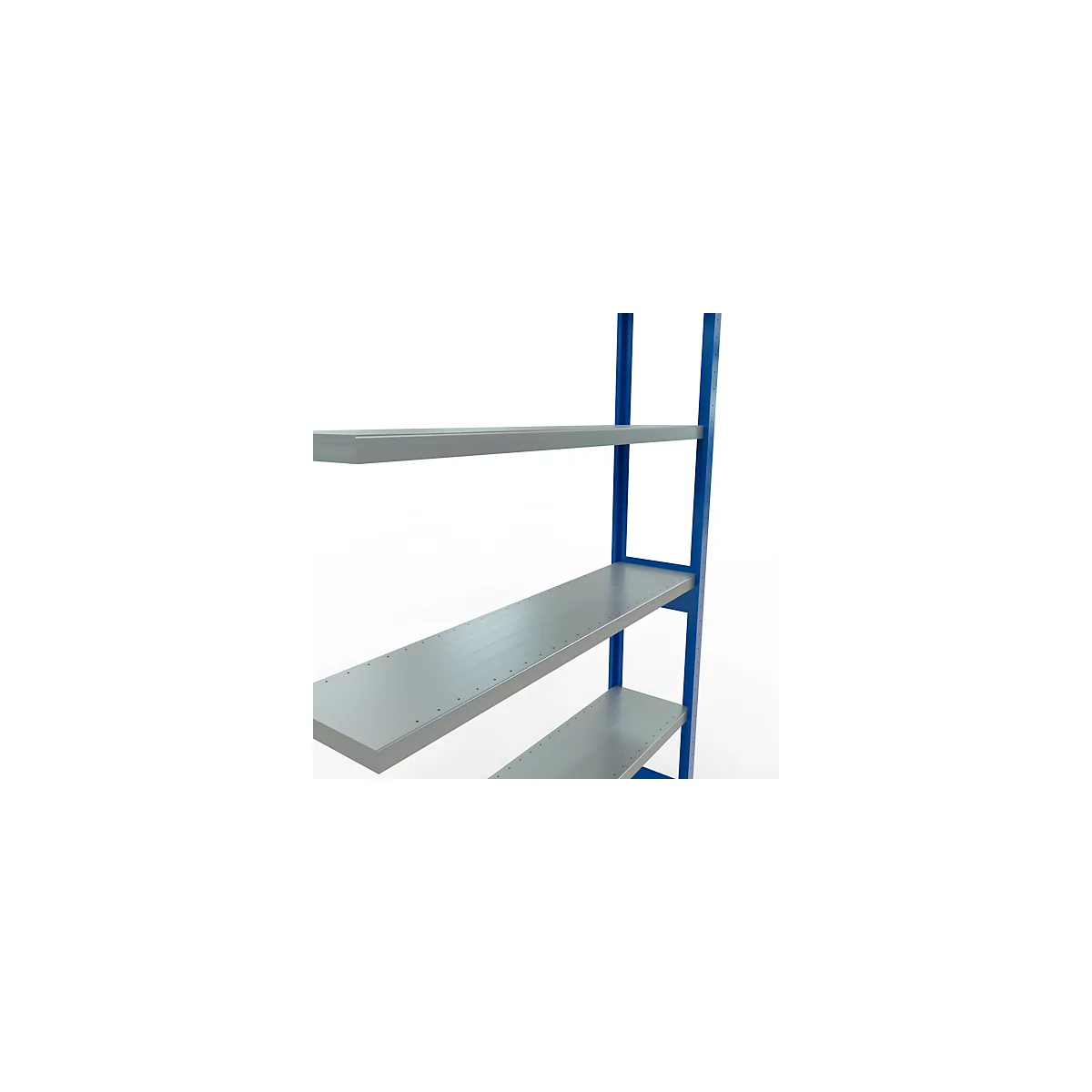 Schulte Lagertechnik Système de rayonnage à tablettes emboîtable MULTIplus 250, rayonnage annexe, verrou de longueur, 2500x1300x300 mm, 6 tablettes, bleu gentiane/galvanisé