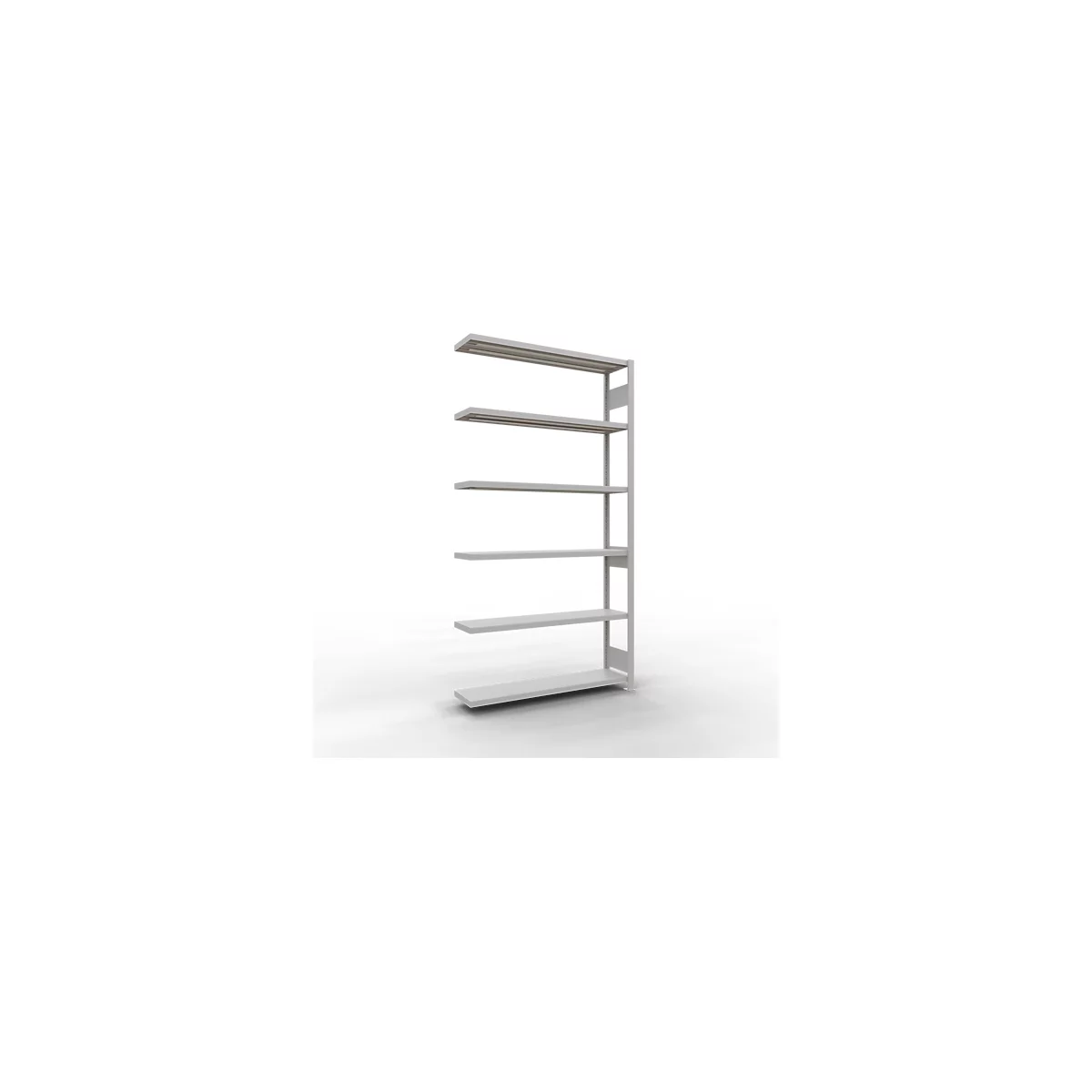 Schulte Lagertechnik Système de rayonnage à tablettes emboîtable MULTIplus 250, rayonnage annexe, verrou de longueur, 2500x1300x300 mm, 6 tablettes, gris clair