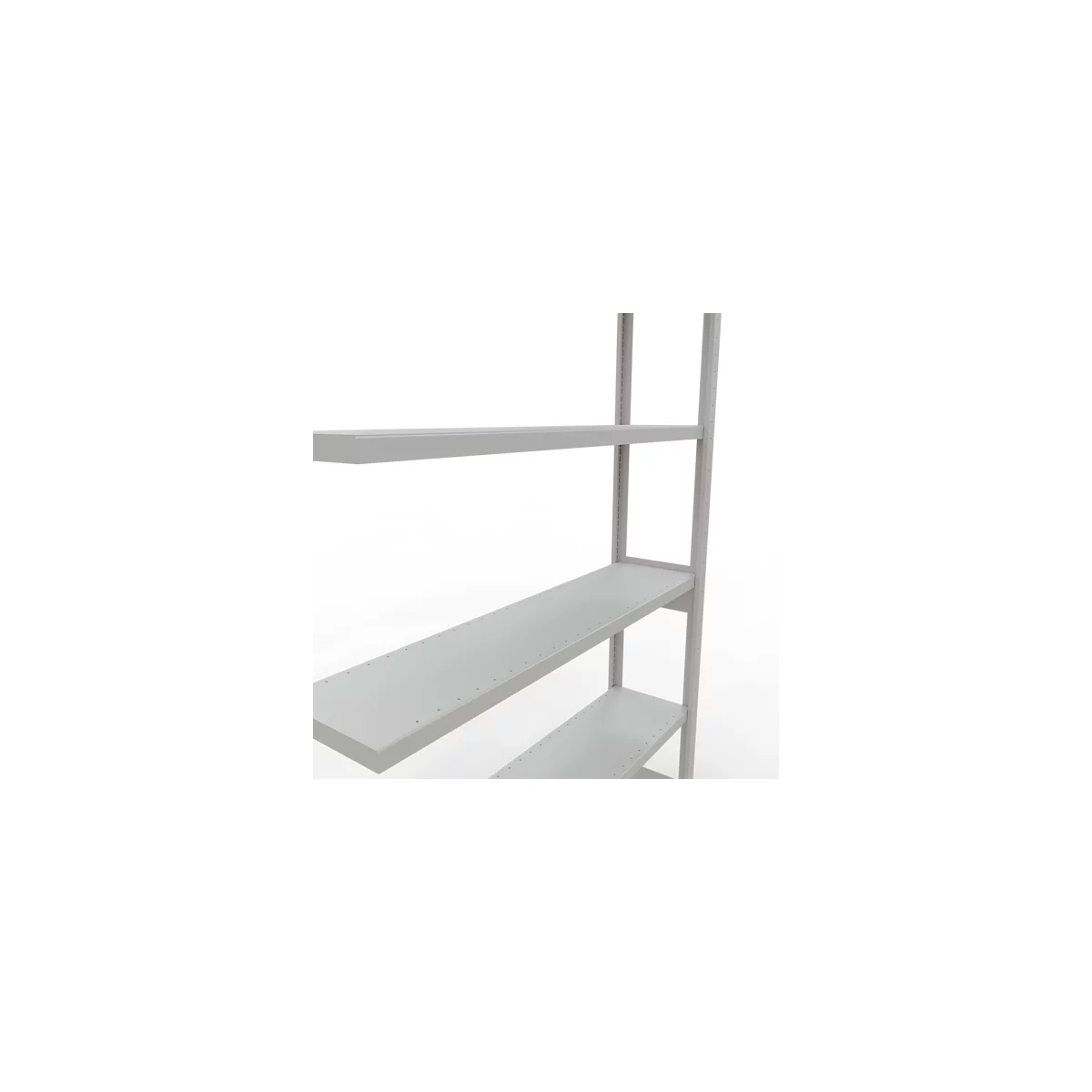 Schulte Lagertechnik Système de rayonnage à tablettes emboîtable MULTIplus 250, rayonnage annexe, verrou de longueur, 2500x1300x300 mm, 6 tablettes, gris clair