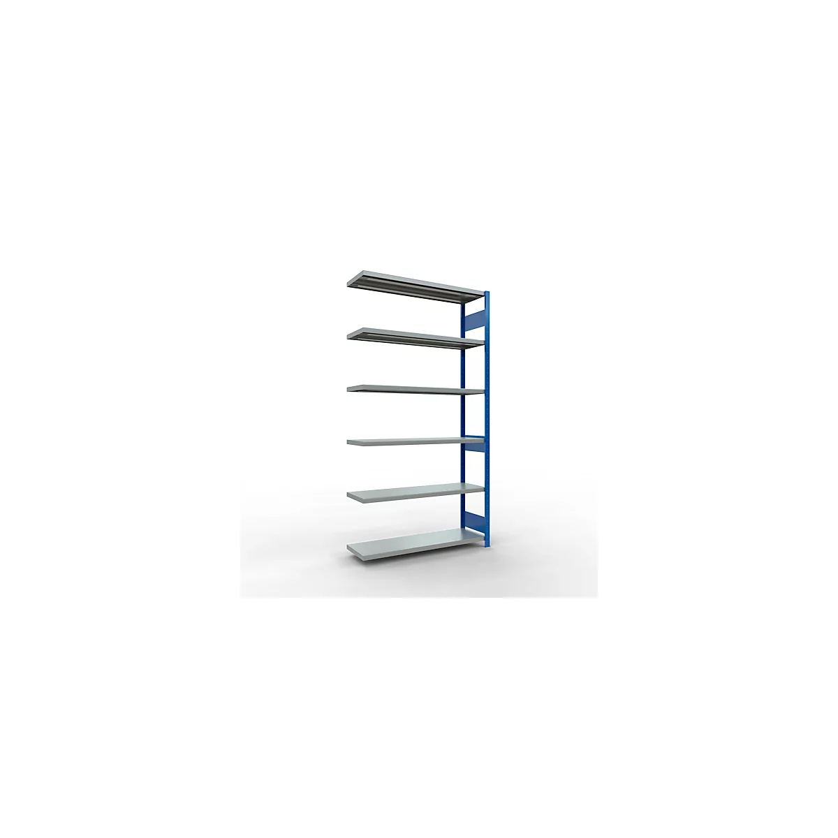 Schulte Lagertechnik Système de rayonnage à tablettes emboîtable MULTIplus 250, rayonnage annexe, verrou de longueur, 2500x1300x400 mm, 6 tablettes, gris clair