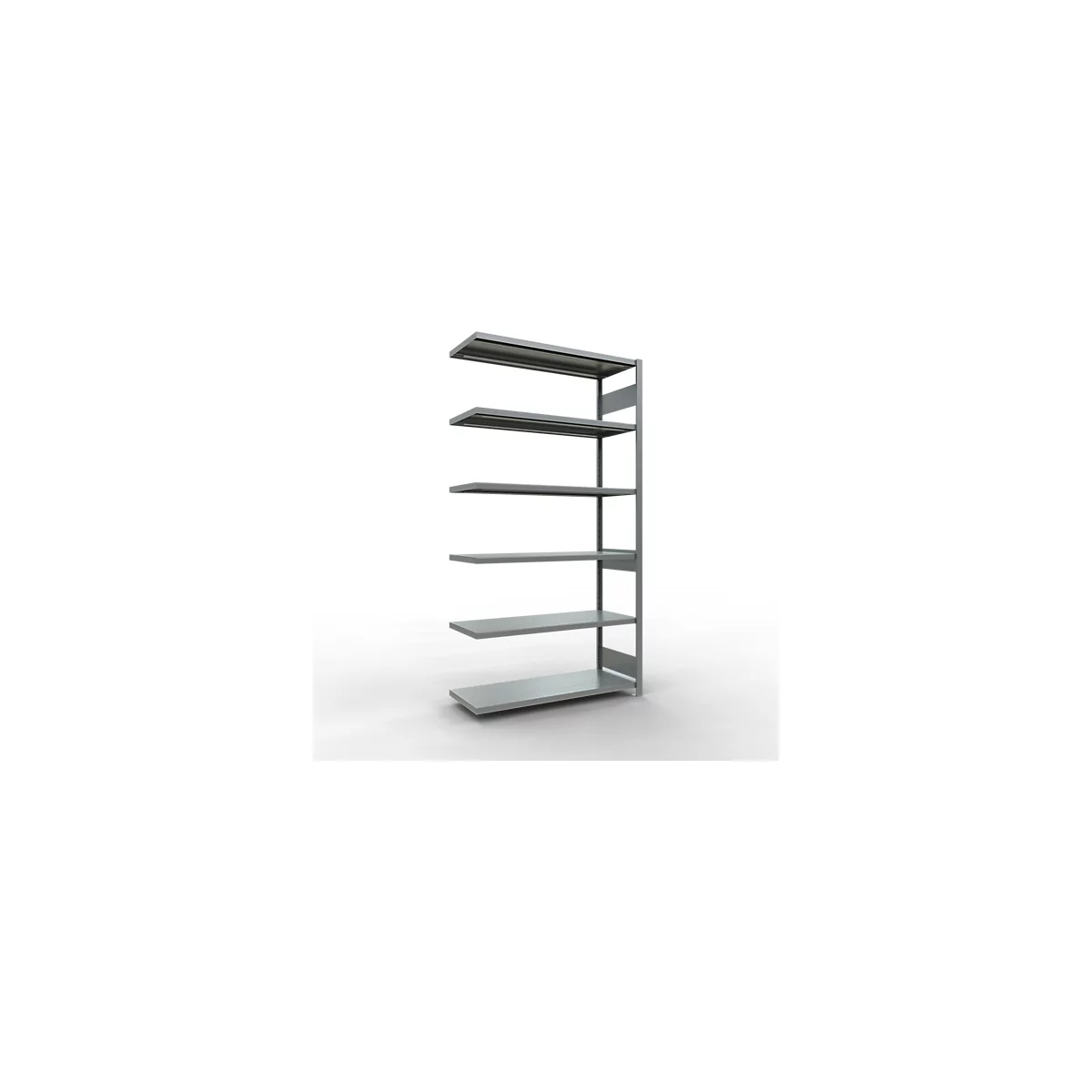 Schulte Lagertechnik Système de rayonnage à tablettes emboîtable MULTIplus 250, rayonnage annexe, verrou de longueur, 2500x1300x500 mm, 6 tablettes, galvanisé