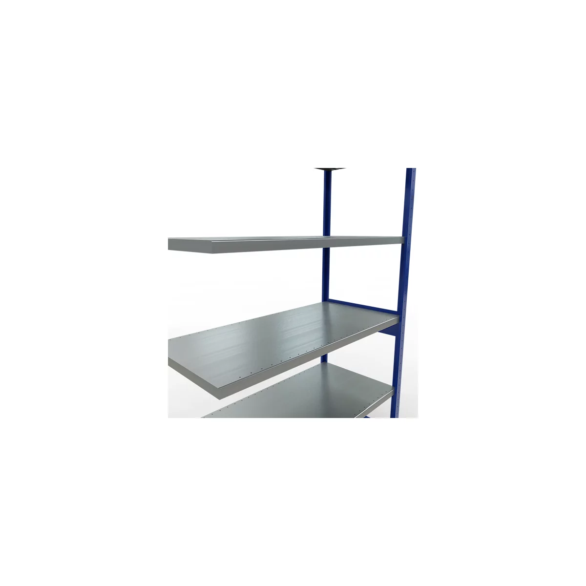 Schulte Lagertechnik Système de rayonnage à tablettes emboîtable MULTIplus 250, rayonnage annexe, verrou de longueur, 2500x1300x600 mm, 6 tablettes, bleu gentiane/galvanisé
