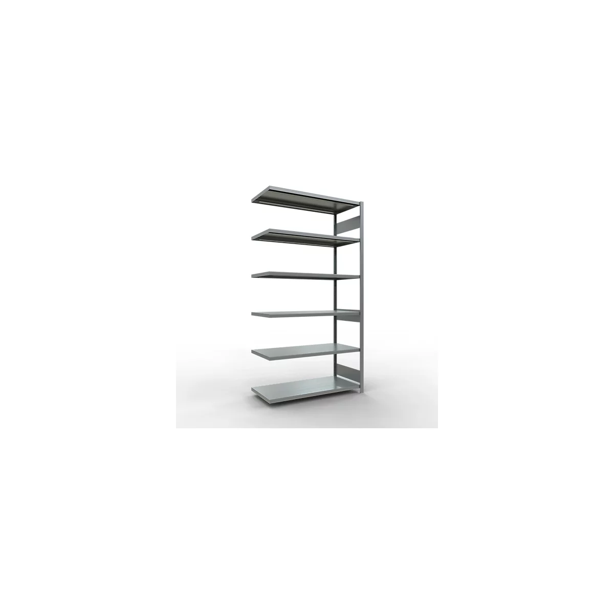 Schulte Lagertechnik Système de rayonnage à tablettes emboîtable MULTIplus 250, rayonnage annexe, verrou de longueur, 2500x1300x600 mm, 6 tablettes, galvanisé