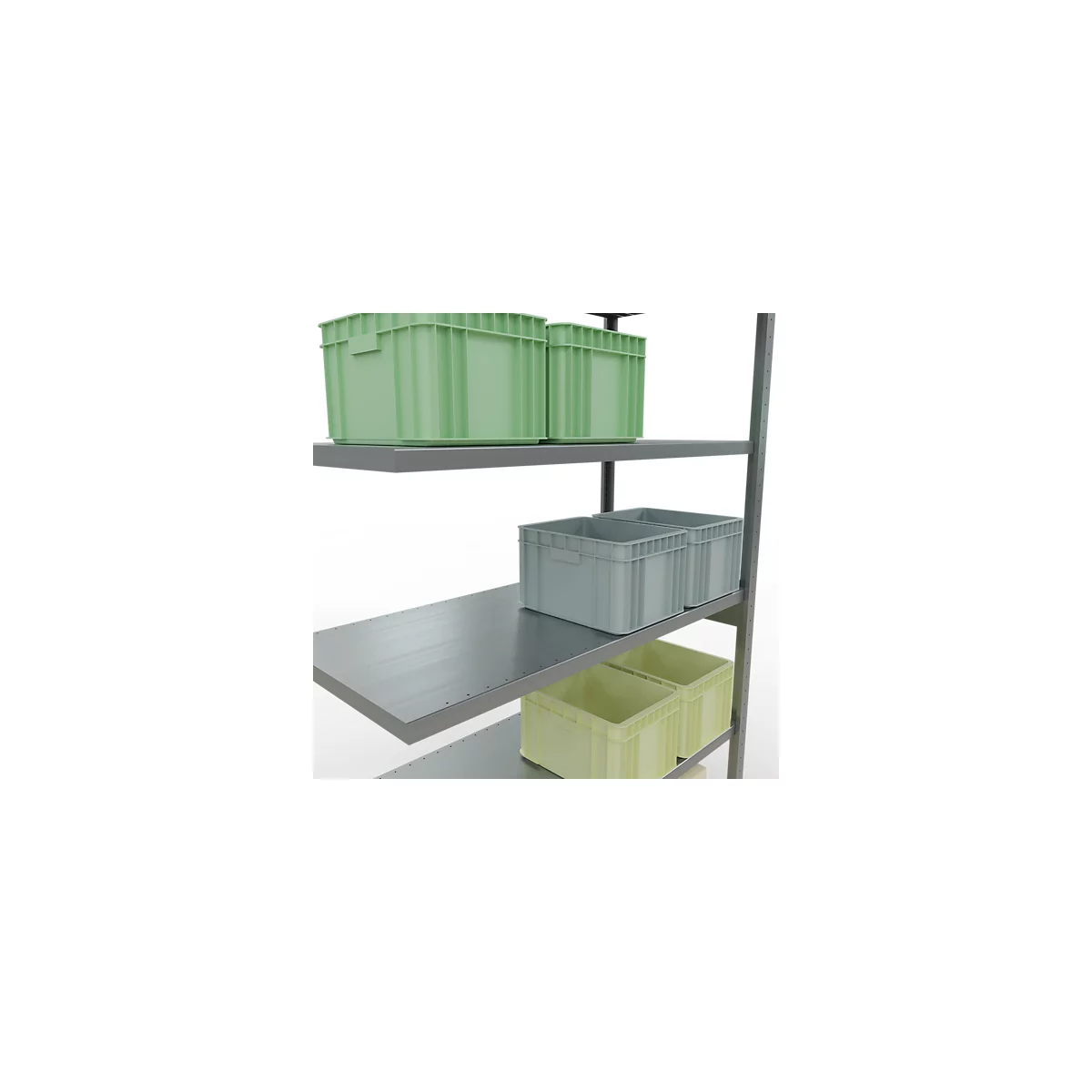 Schulte Lagertechnik Système de rayonnage à tablettes emboîtable MULTIplus 250, rayonnage annexe, verrou de longueur, 2500x1300x600 mm, 6 tablettes, galvanisé