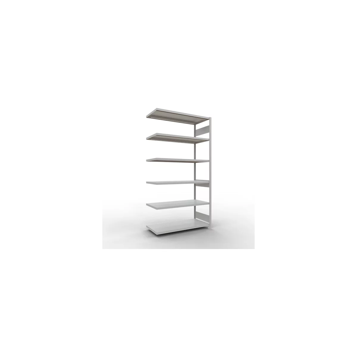 Schulte Lagertechnik Système de rayonnage à tablettes emboîtable MULTIplus 250, rayonnage annexe, verrou de longueur, 2500x1300x600 mm, 6 tablettes, gris clair