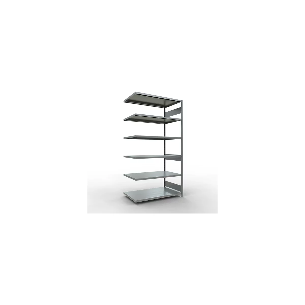 Schulte Lagertechnik Système de rayonnage à tablettes emboîtable MULTIplus 250, rayonnage annexe, verrou de longueur, 2500x1300x800 mm, 6 tablettes, galvanisé